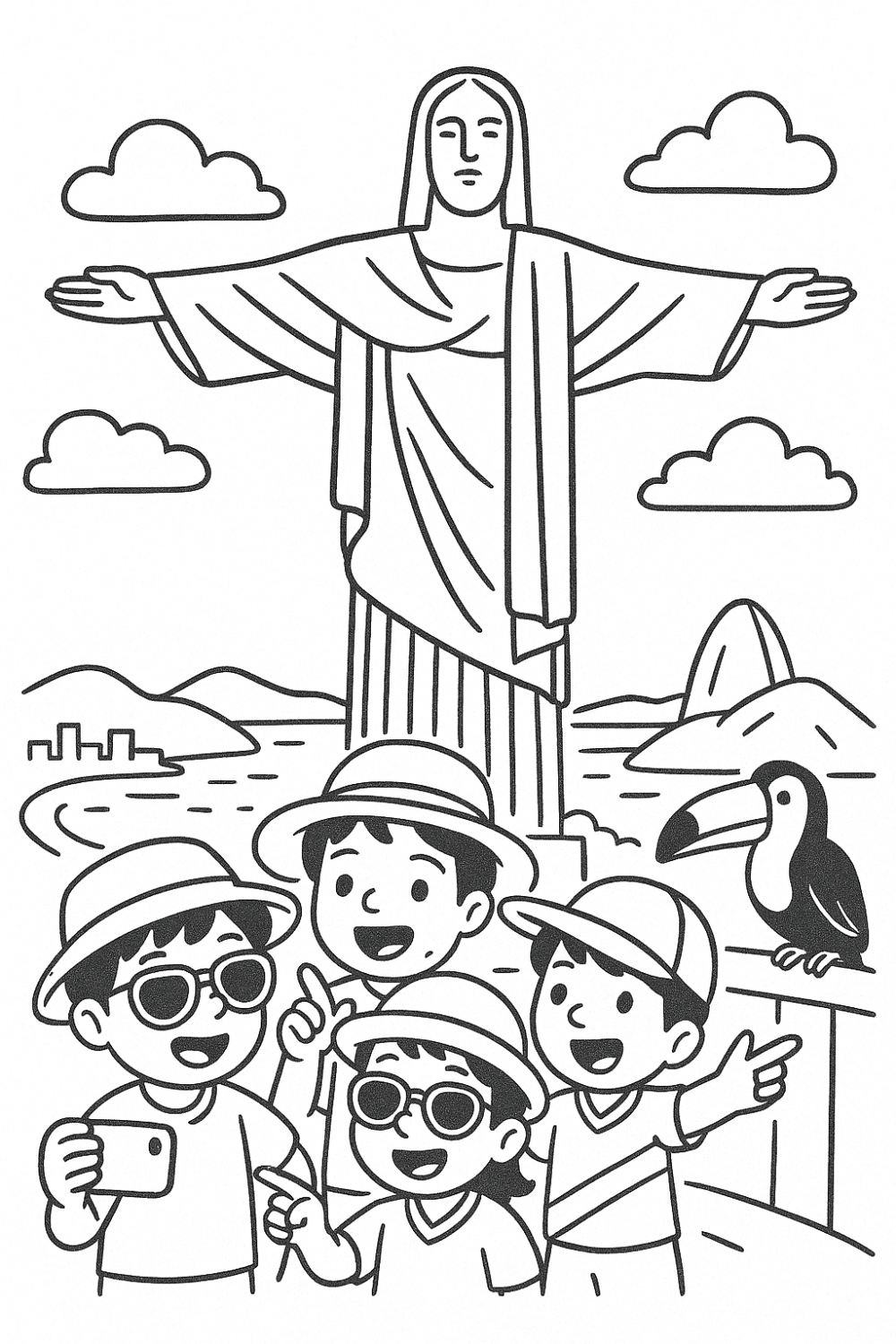 Colorindo o Cristo Redentor com Amigos