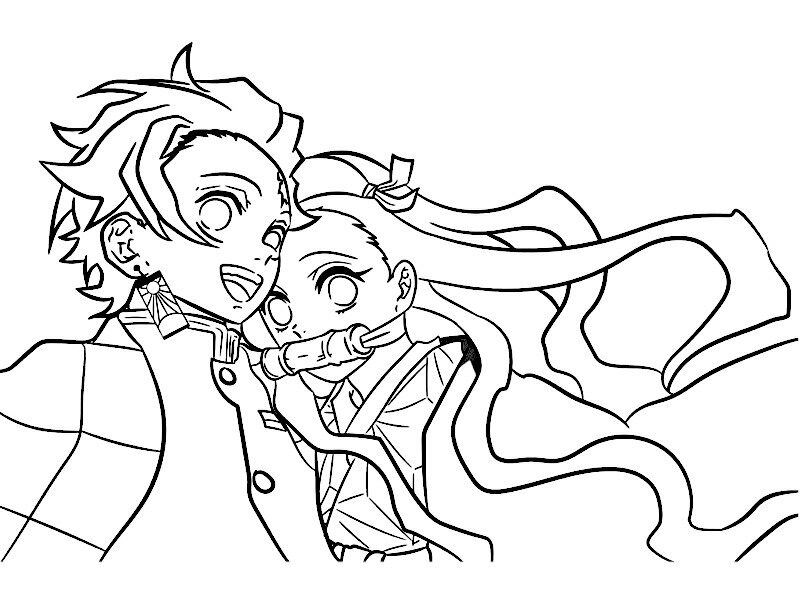 Colorindo Tanjiro e Nezuko