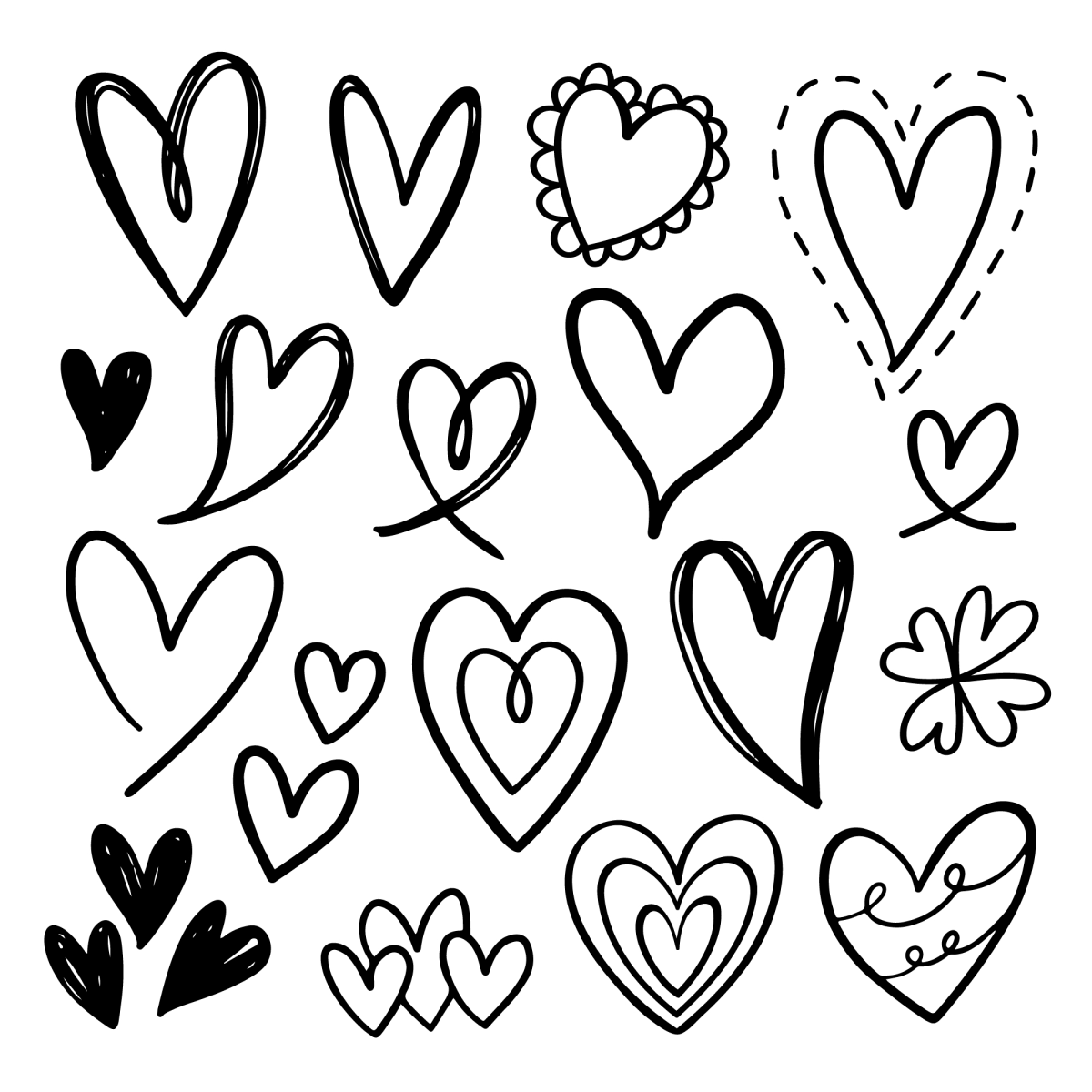 Corações Doodle para Colorir
