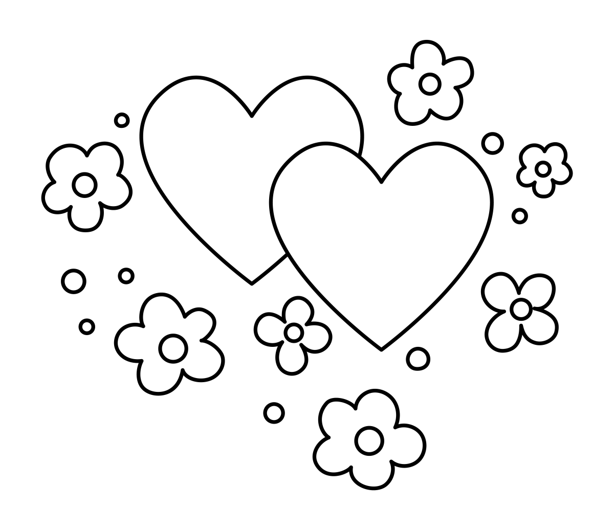 Corações e Flores para Colorir