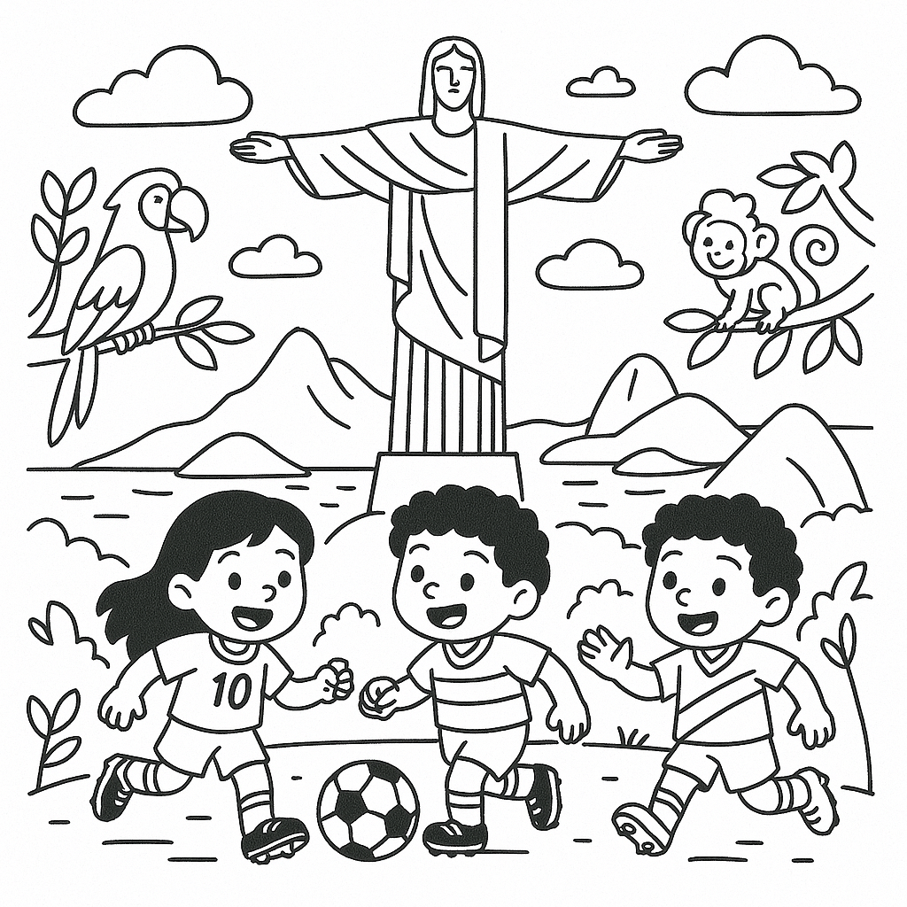 Crianças Jogando Sob o Cristo Redentor