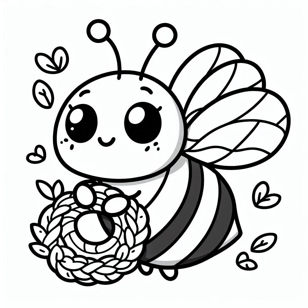 Cute Bee Holding a Wreath