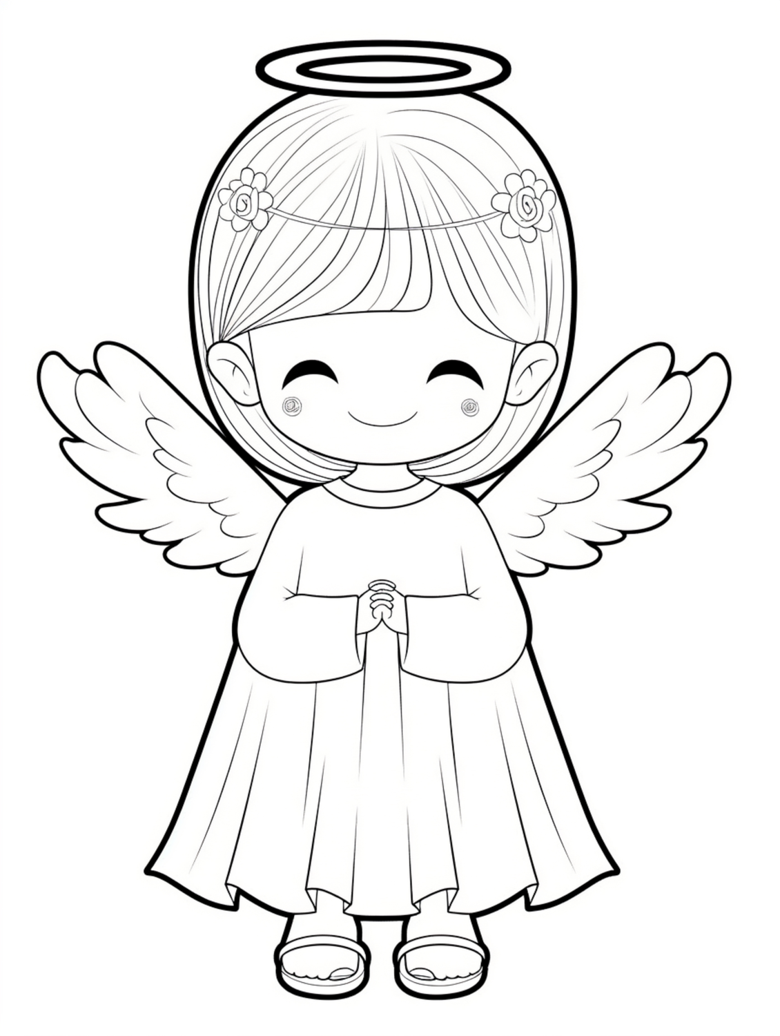 Delicado Anjo Pronto para Colorir