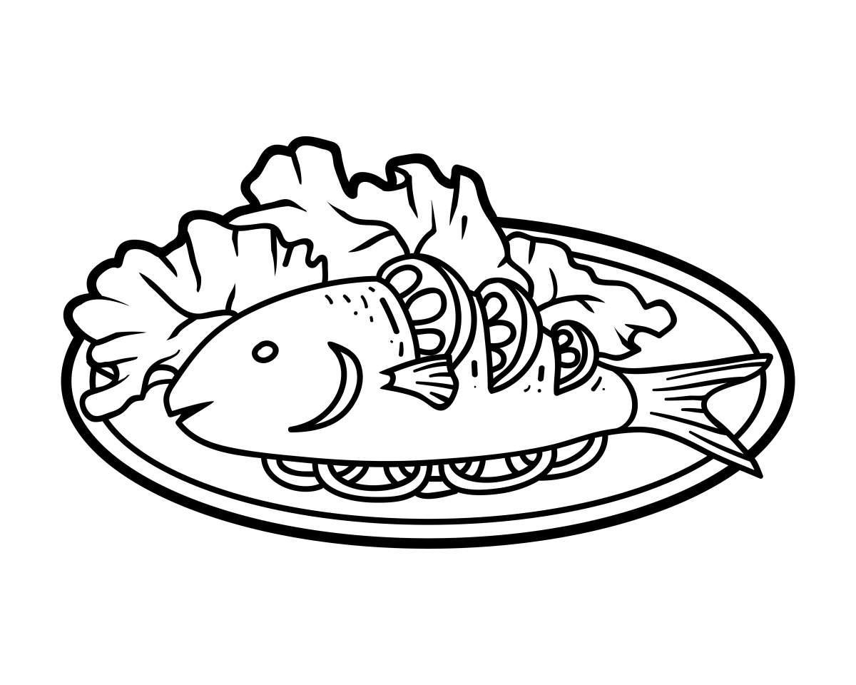 Delicioso Prato de Peixe para Colorir