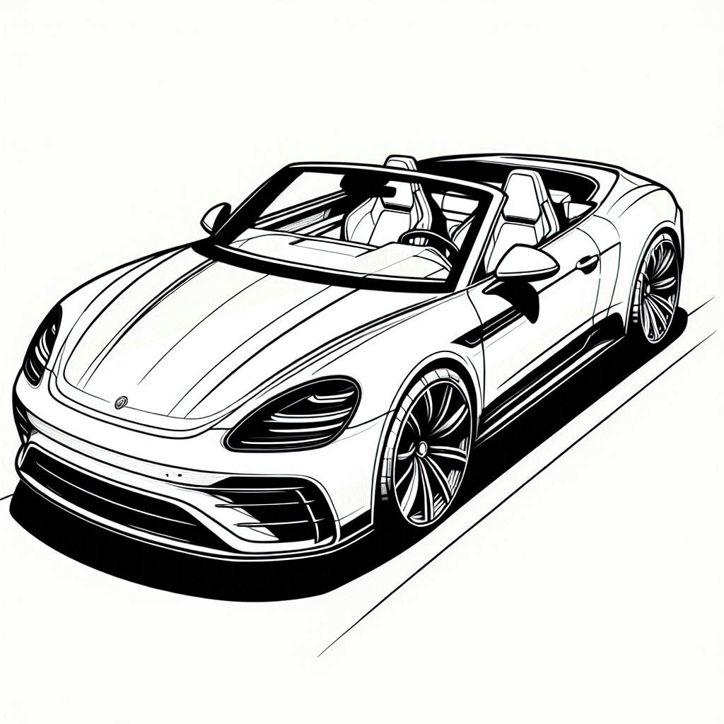 Desenho Detalhado de Carro Conversível