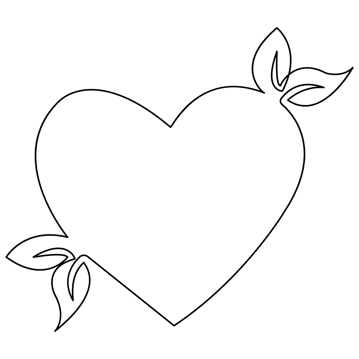 Desenho de Coração com Folhas