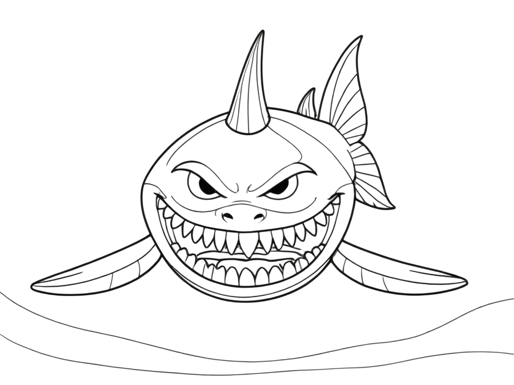 Desenho de Tubarão Bravo para Colorir