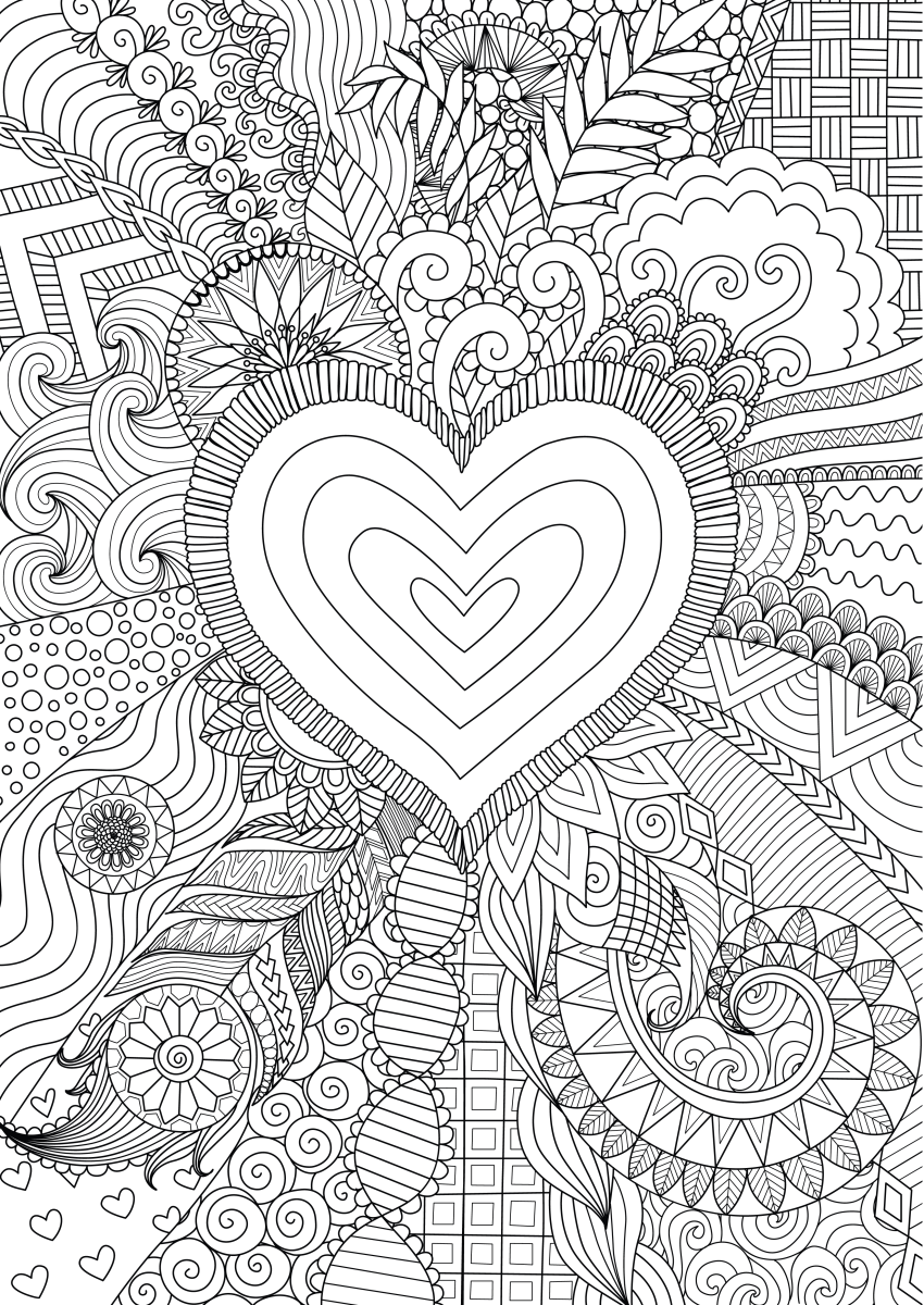 Desenho Intricado de Corações