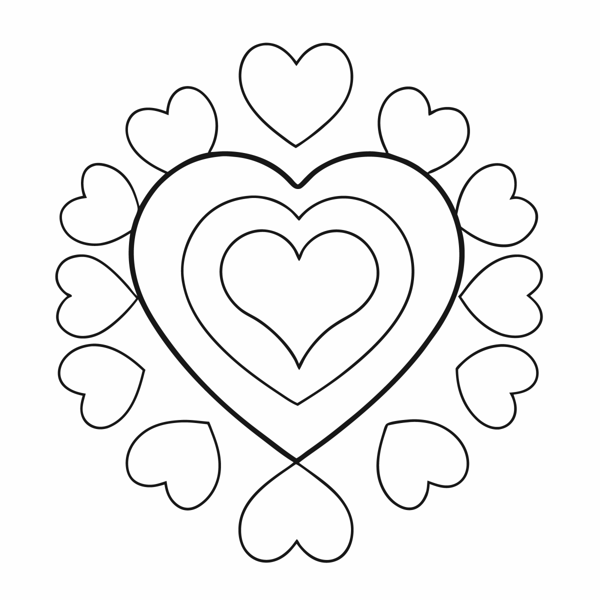 Desenho de Mandala de Corações