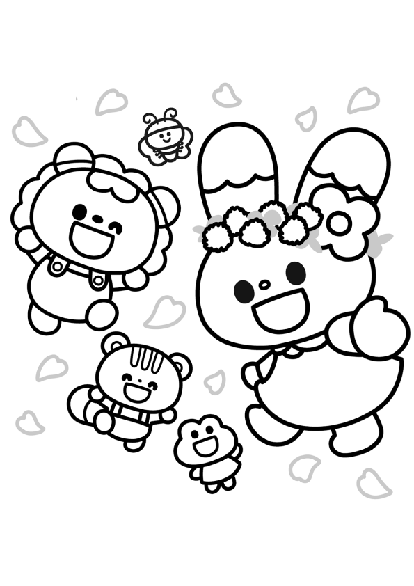 Dia Alegre com Amigos Kawaii