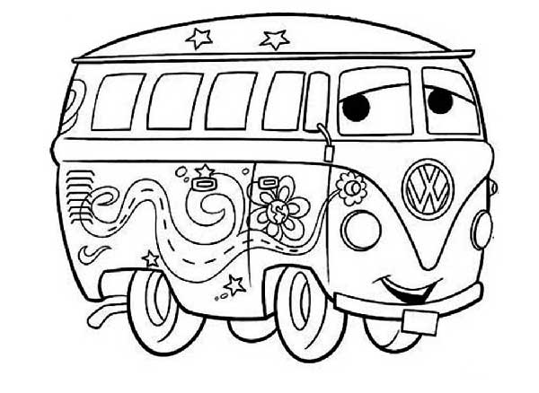 Divertida Kombi Personagem para Colorir