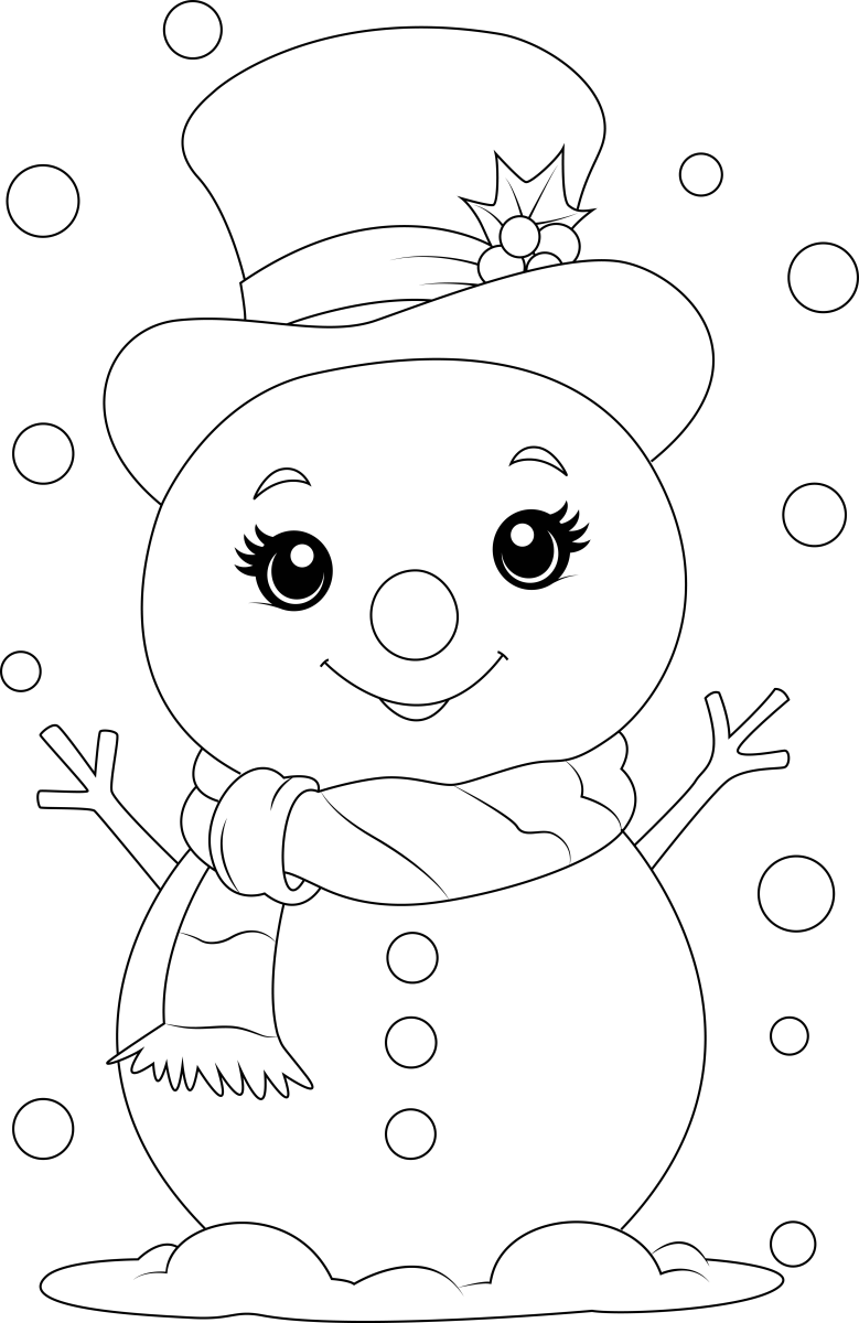 Divertido Boneco de Neve para Colorir