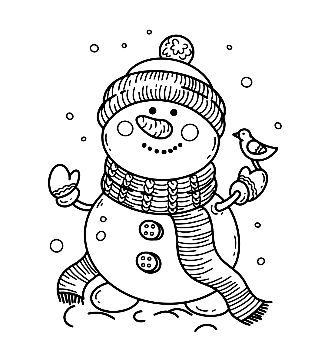 Divertido Boneco de Neve para Colorir