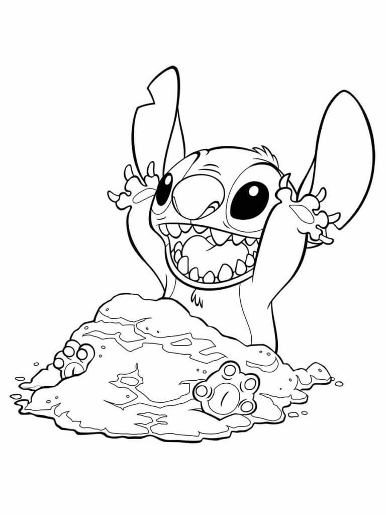 Divertido Mergulho de Stitch na Lama