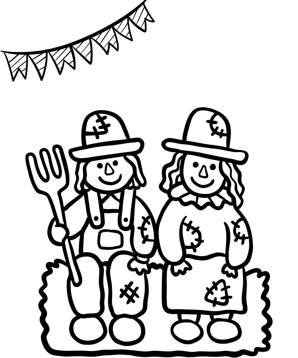 Divertidos Espantalhos Prontos para Colorir