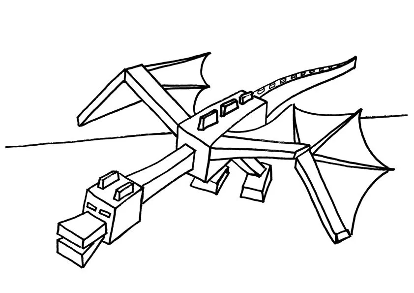 Desenho de Dragão Ender atacando para imprimir e colorir