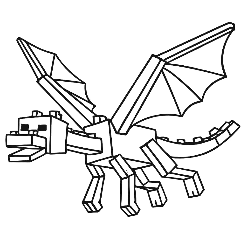 Desenho de Dragão Ender voando para imprimir e colorir