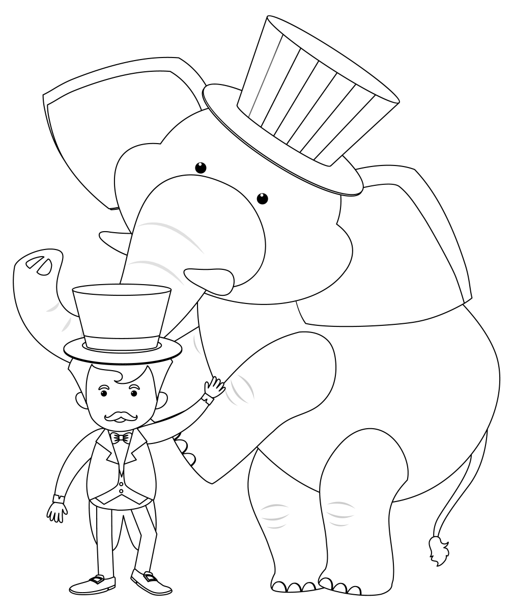 A Charmosa Dupla do Circo: Elefante com Cartola