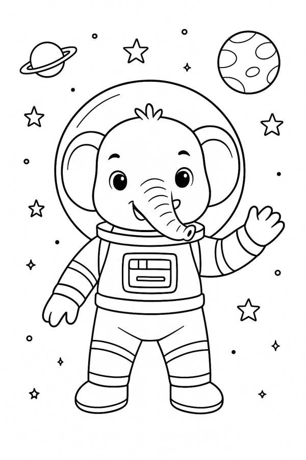 Elefante Astronauta em Aventura Espacial