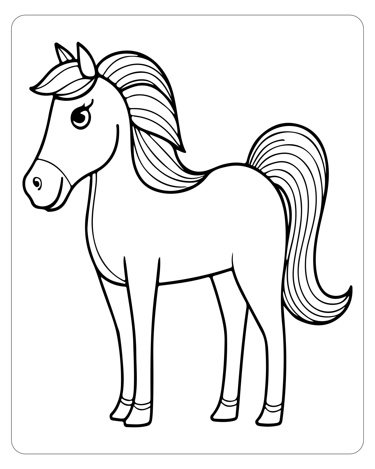 Encantador Cavalo em Preto e Branco