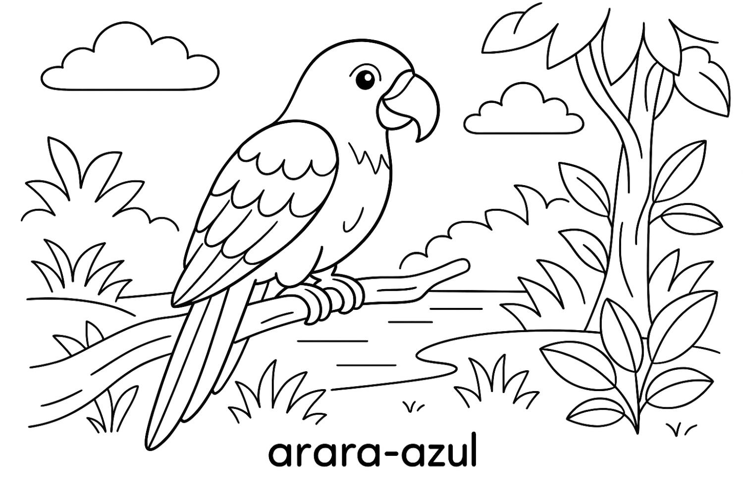 Encantadora Arara-Azul na Selva