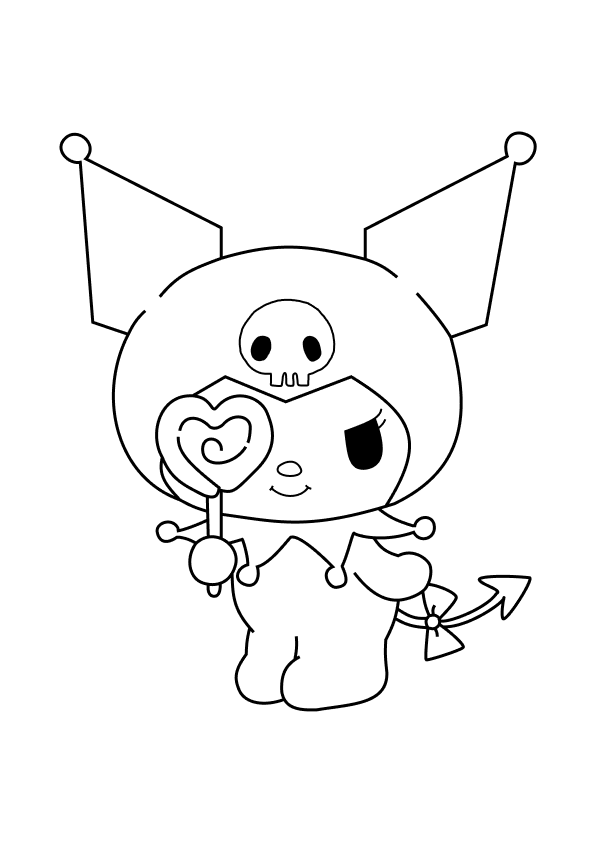 Encantadora Kuromi Pronta para Colorir