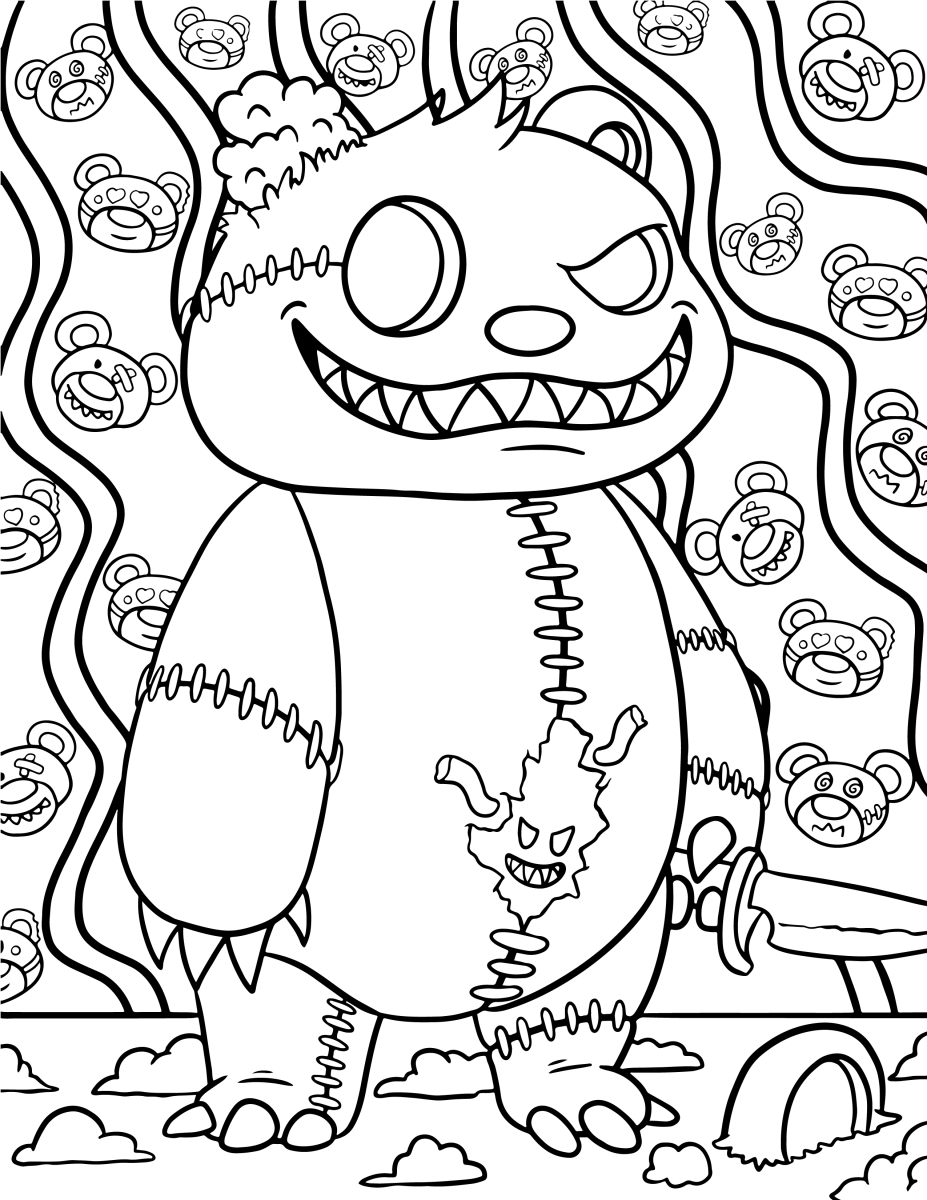 Encare o Urso Zombie: Um Desafio para Colorir