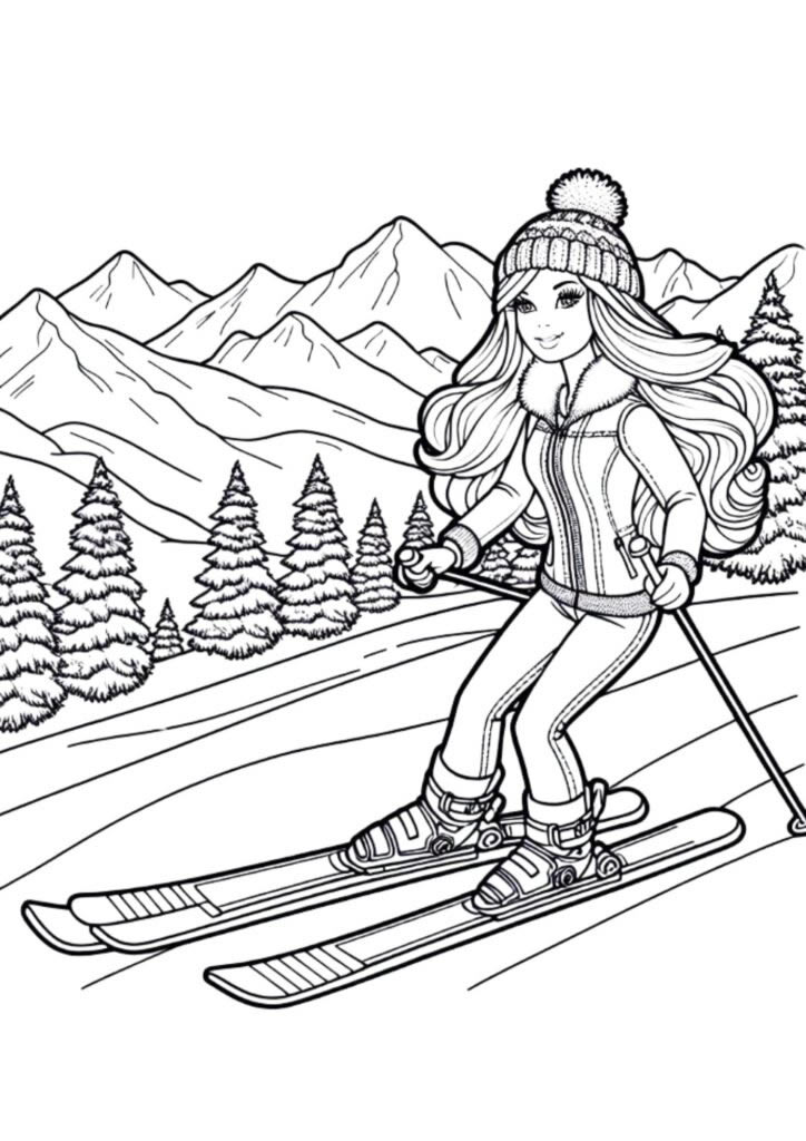 Esquiando nas Montanhas com Barbie