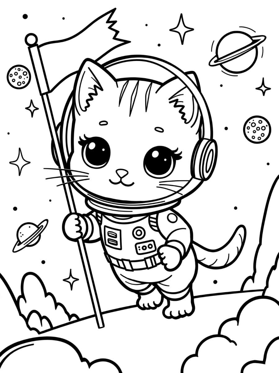Exploração Espacial com o Gatinho Astronauta