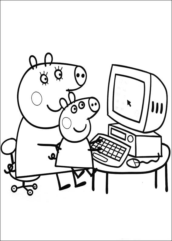Explorando o Computador com Peppa e Mamãe Pig