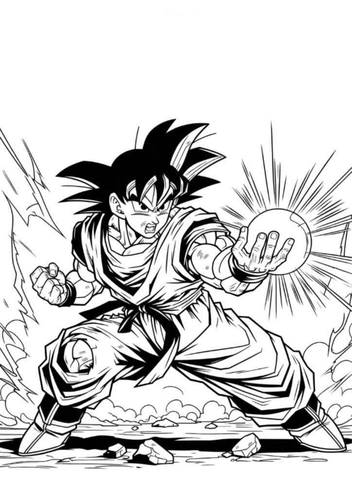 Explosão de Energia: Goku em Ação