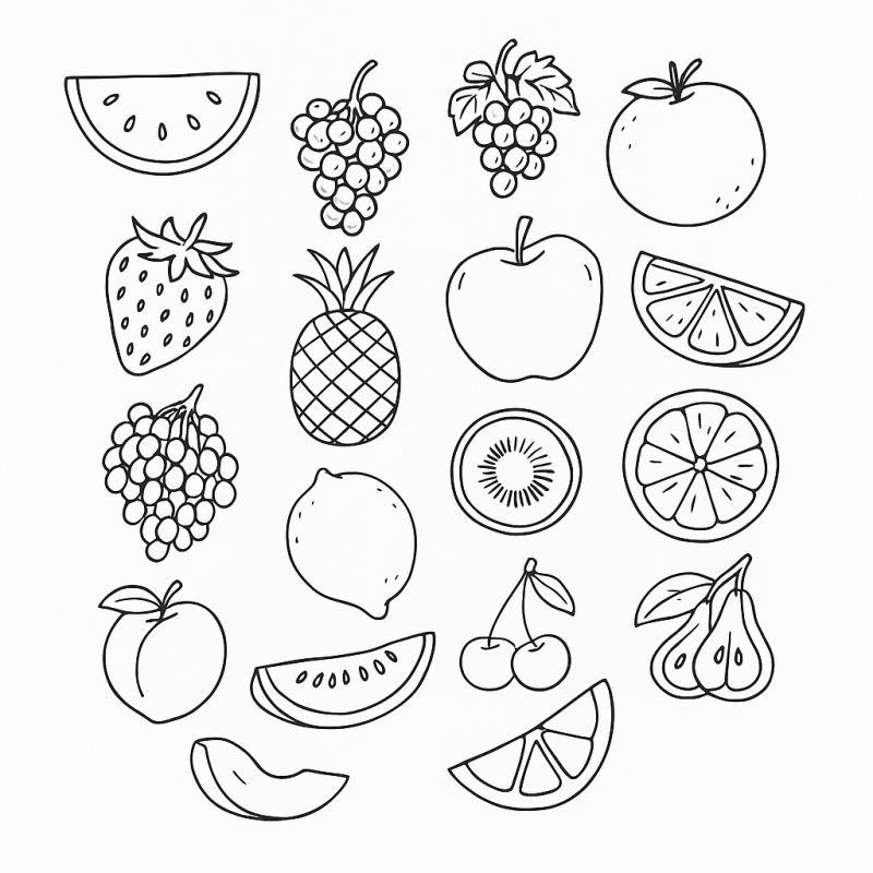 Explosão de Frutas para Colorir