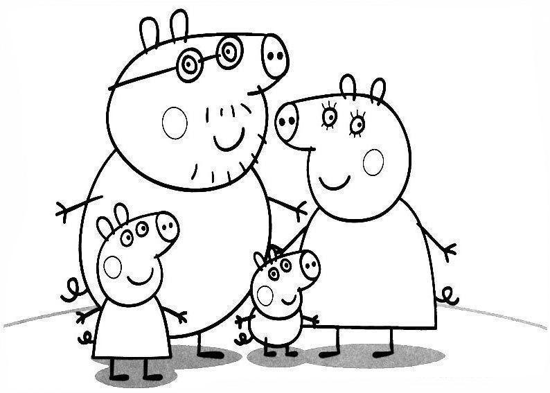 Família Pig Pronta para Colorir