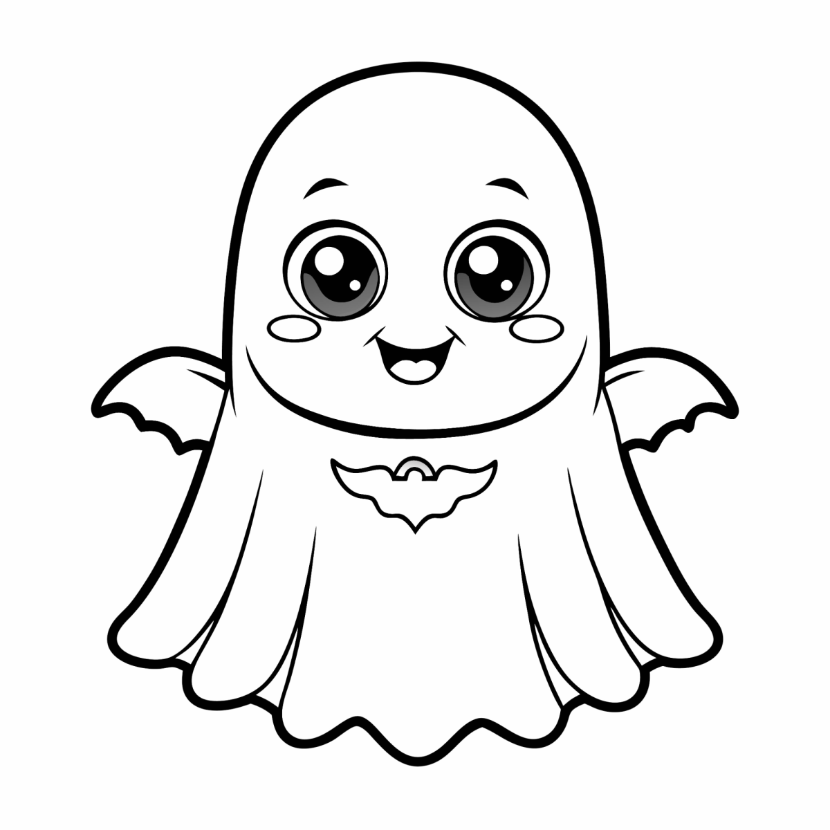 Desenho de Fantasma de olhos grandes para imprimir e colorir