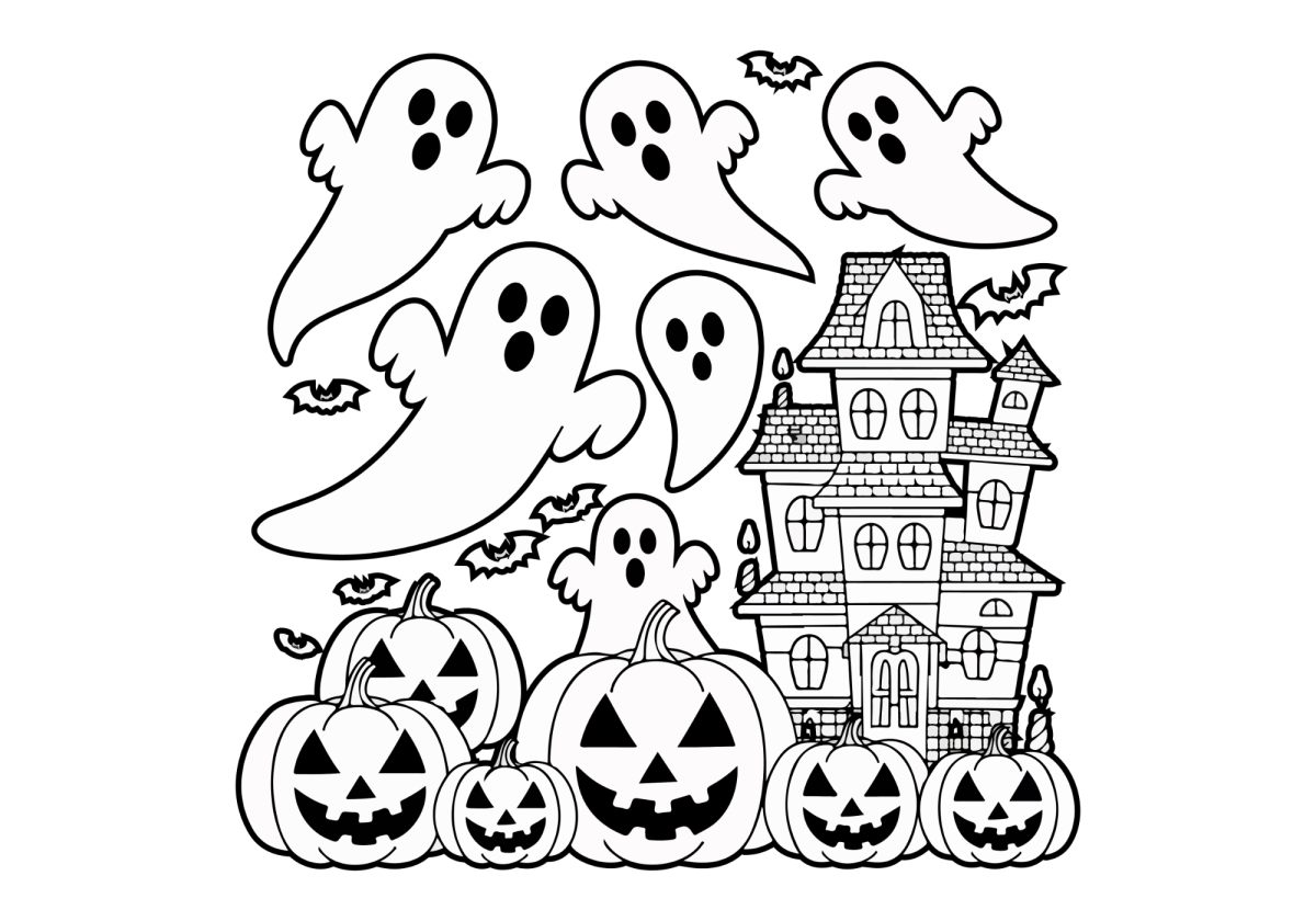 Desenho de Fantasmas na casa mal-assombrada para imprimir e colorir