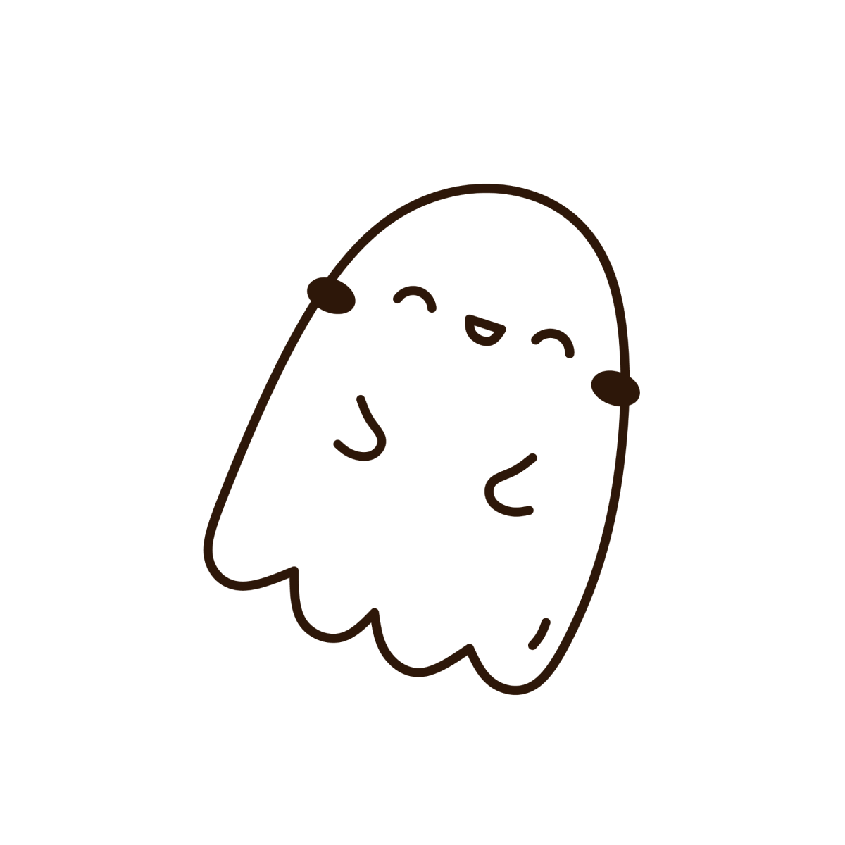 Desenho de Fantasminha kawaii sorrindo para imprimir e colorir