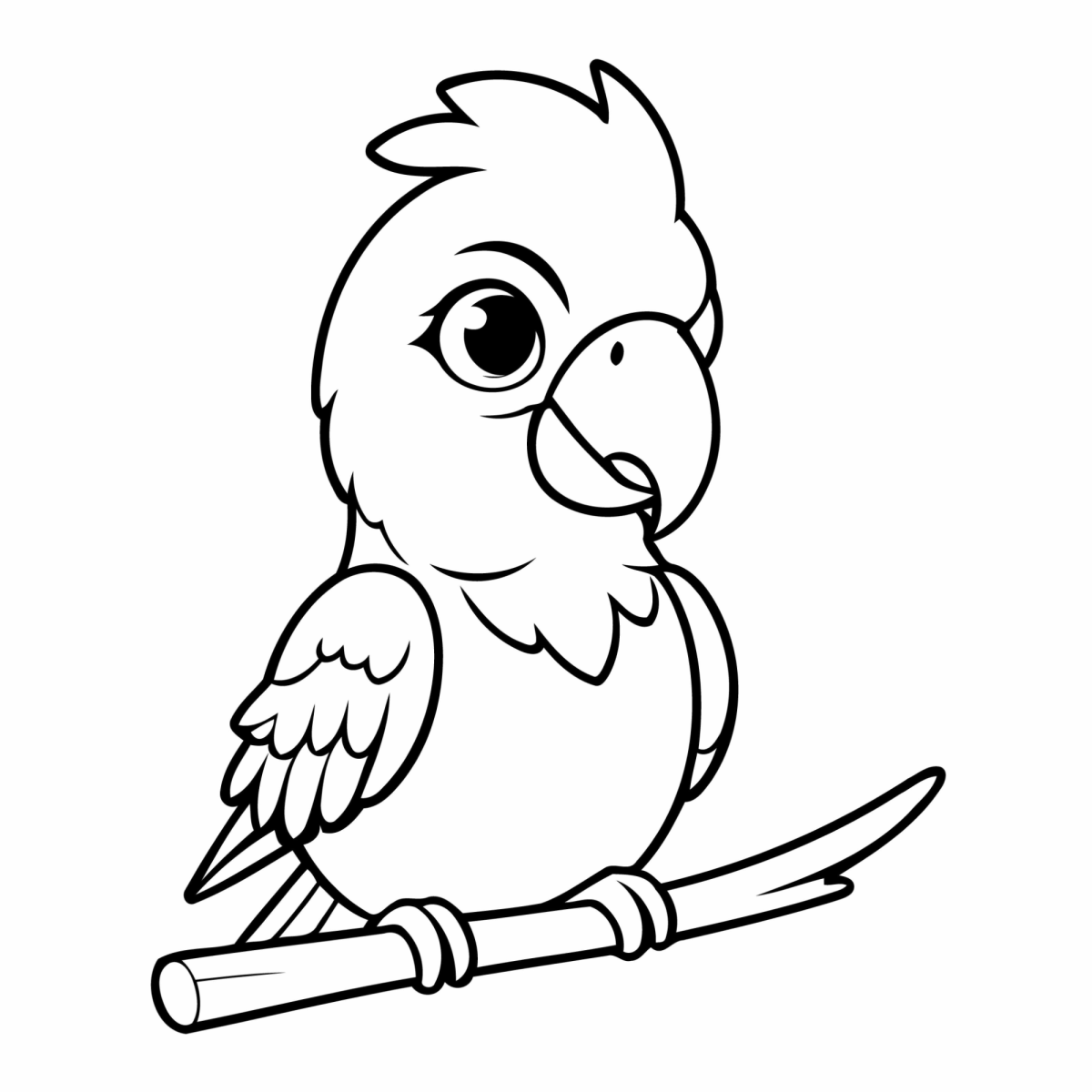 Desenho de Filhote de arara no galho para imprimir e colorir