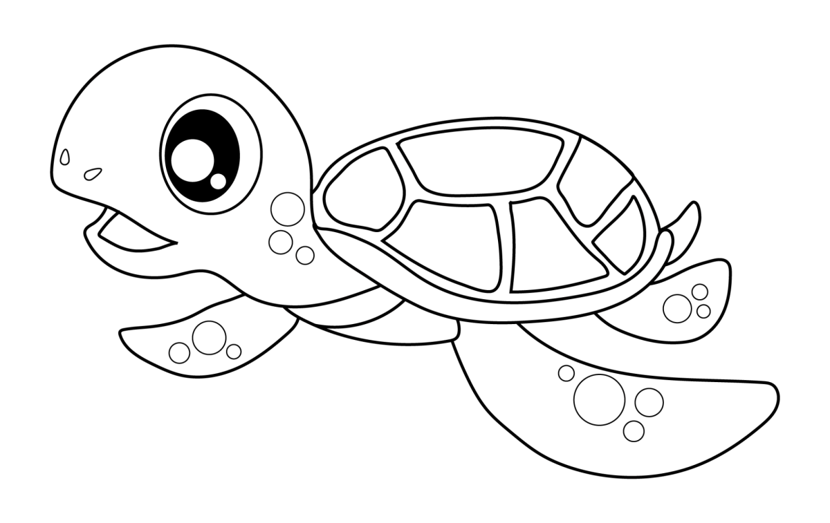 Desenho de Filhote de tartaruga-marinha sorrindo para imprimir e colorir