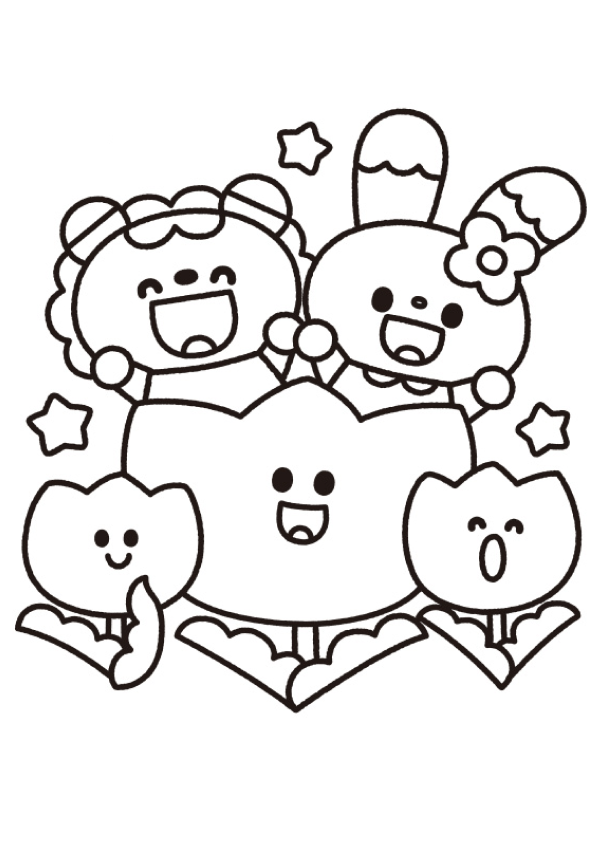 Flores e Amiguinhos Kawaii