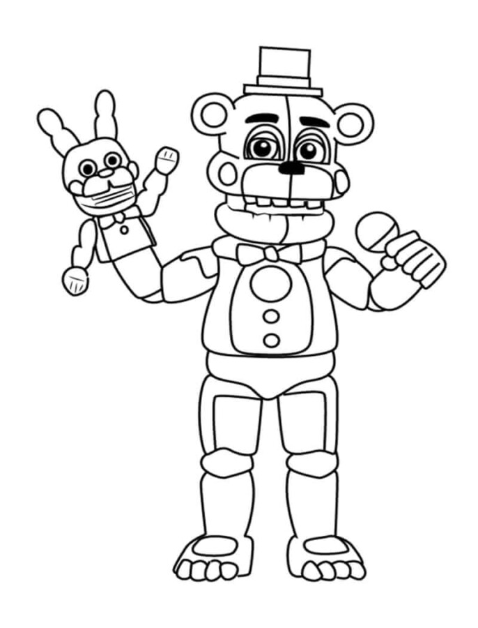 Freddy Fazbear e Bon Bon Prontos para Colorir