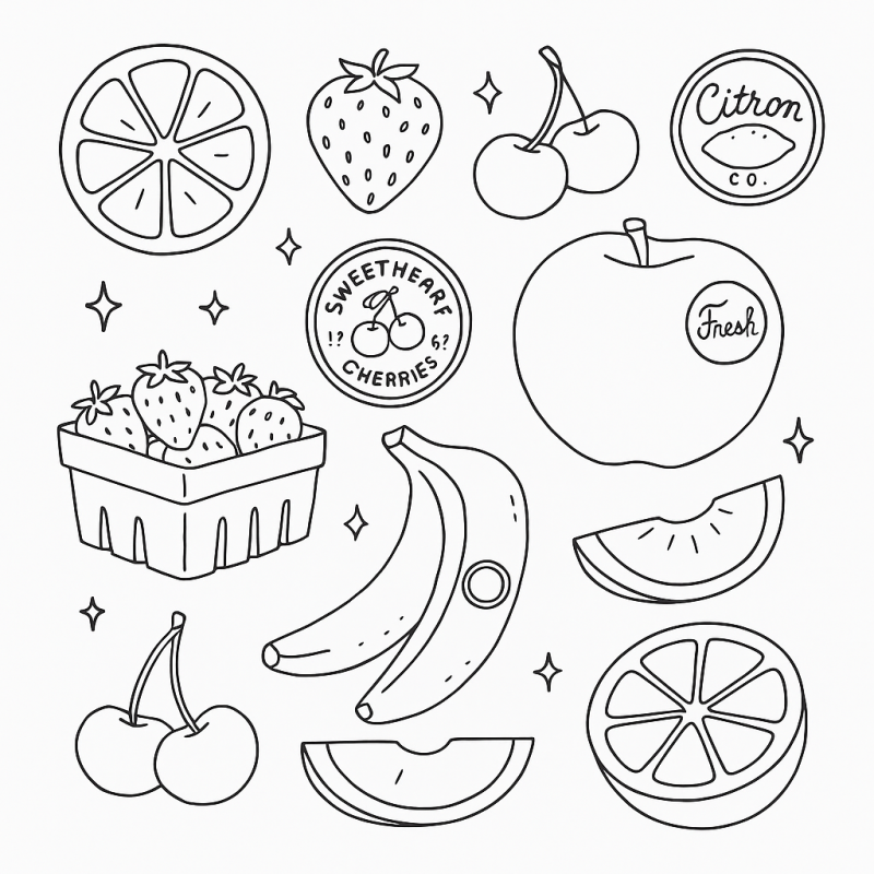 Frutas Vibrantes para Colorir