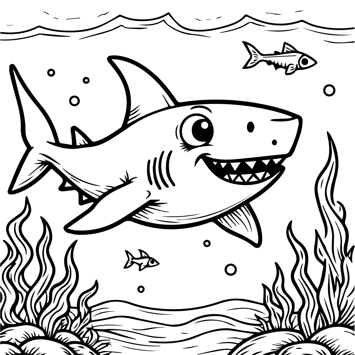 Fundo do Mar com Tubarão Sorridente