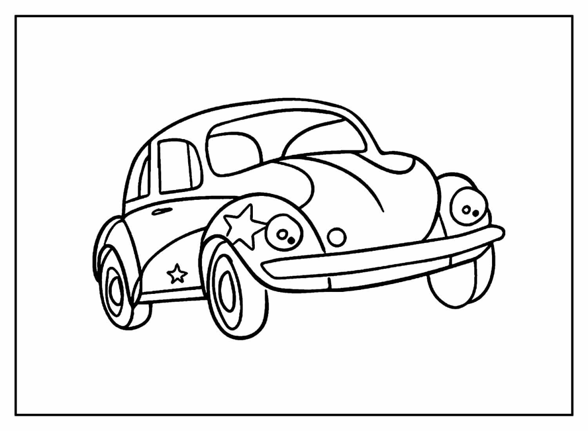 Fusca Estrelado para Colorir