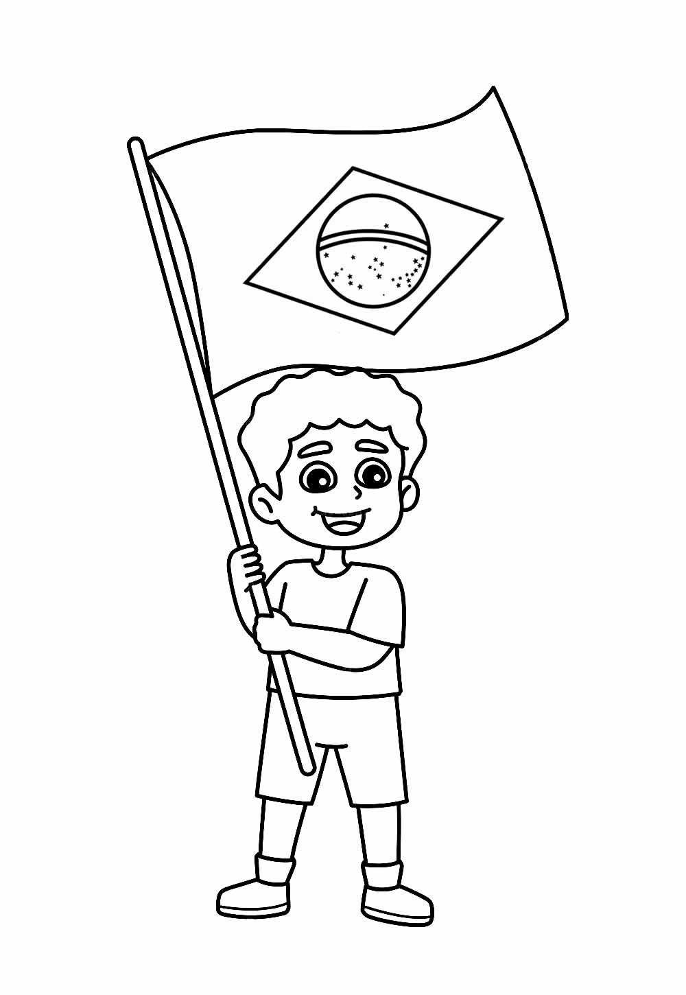 Garoto com Bandeira do Brasil