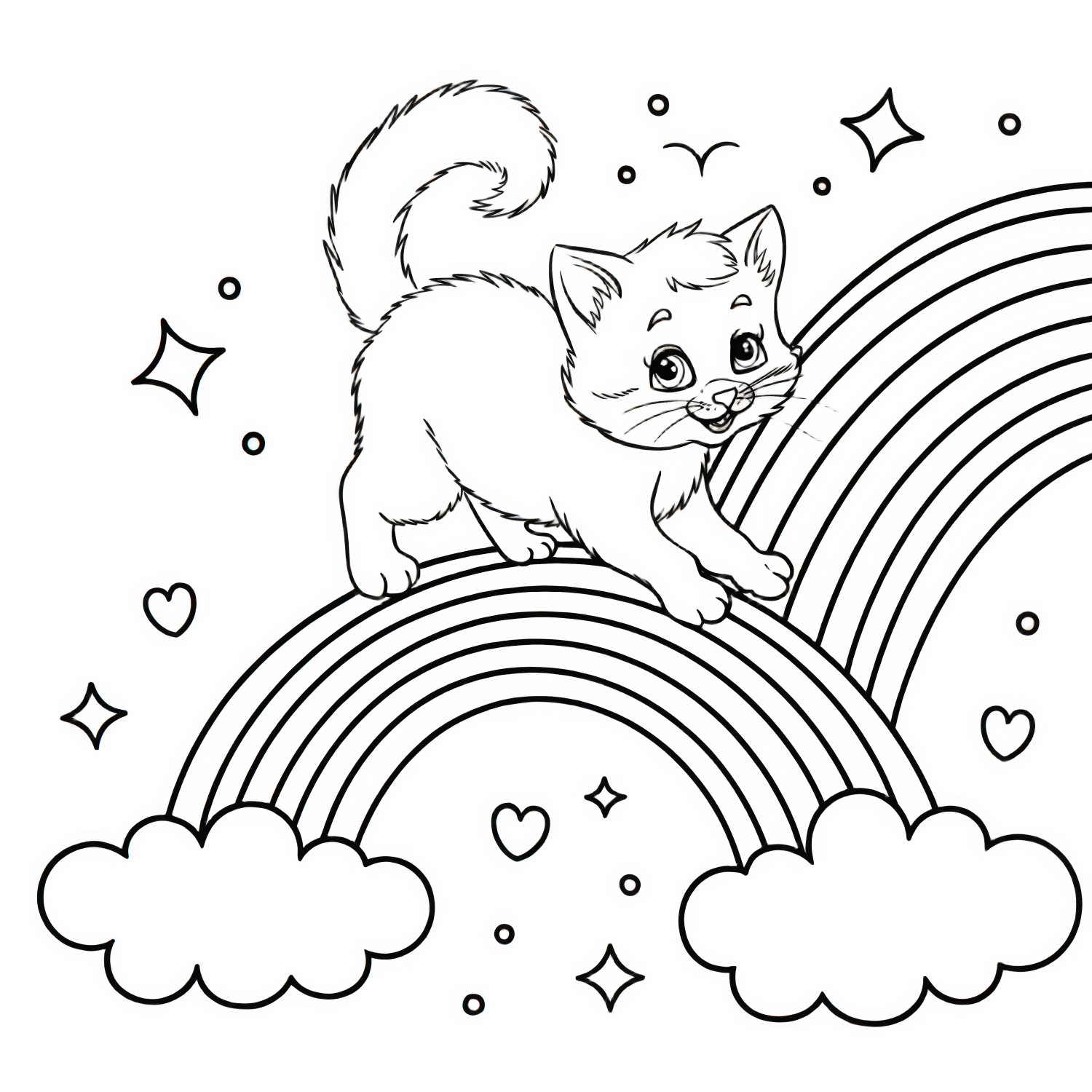 Gatinho de Arco-Íris na Terra dos Sonhos
