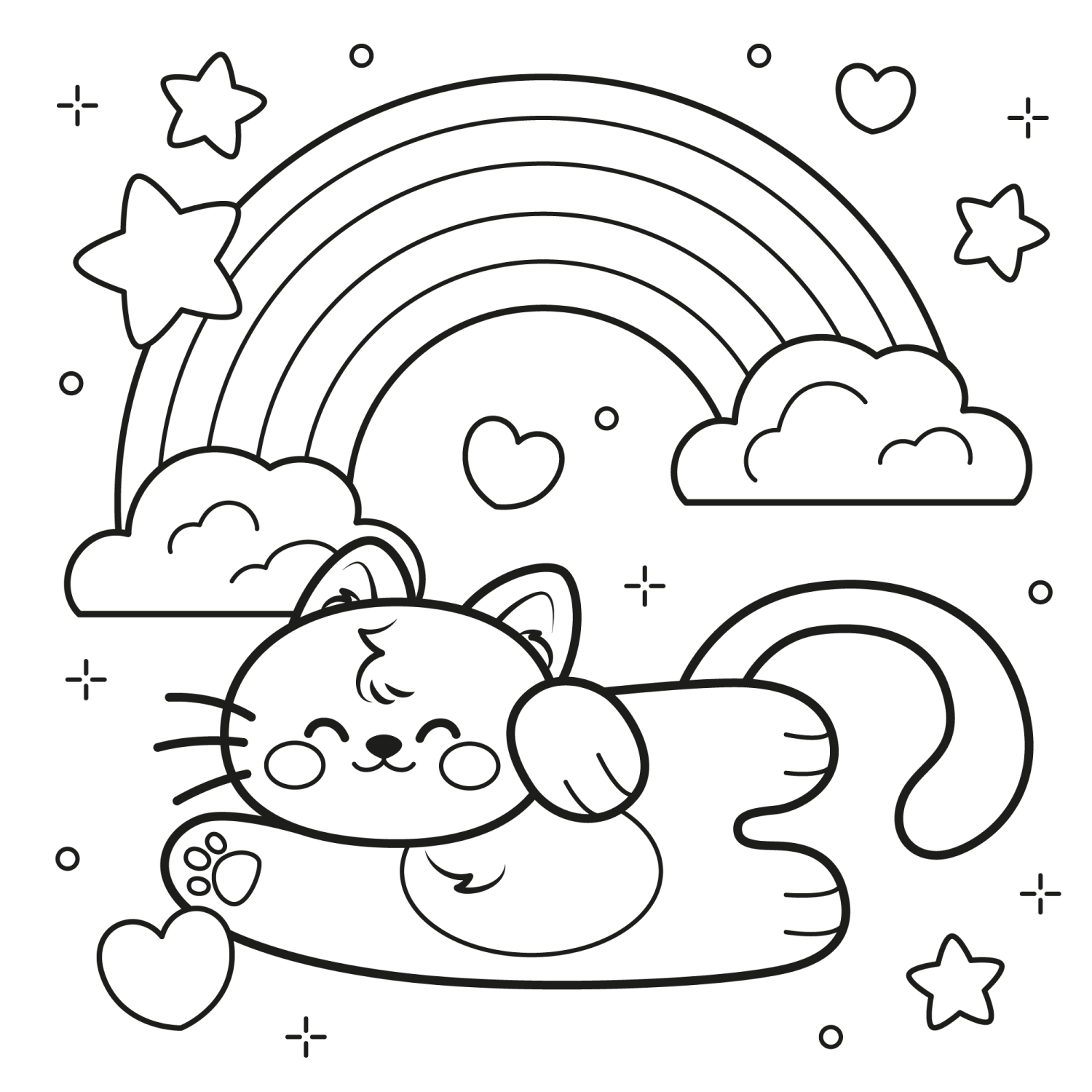 Gatinho Sonhador e Arco-Íris Encantado