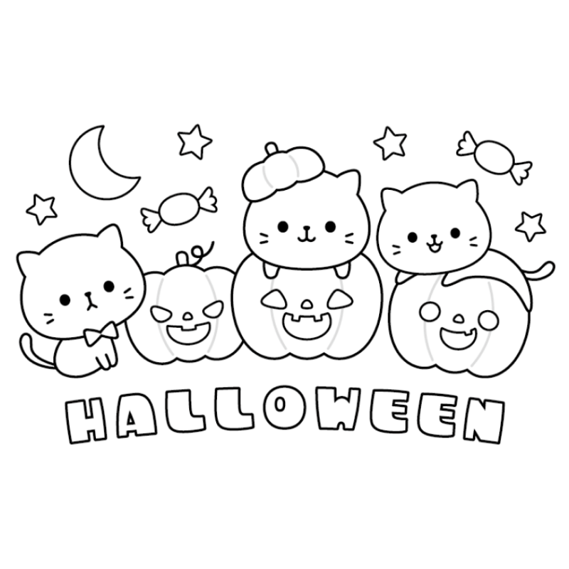 Gatinhos e Abóboras Encantadas de Halloween