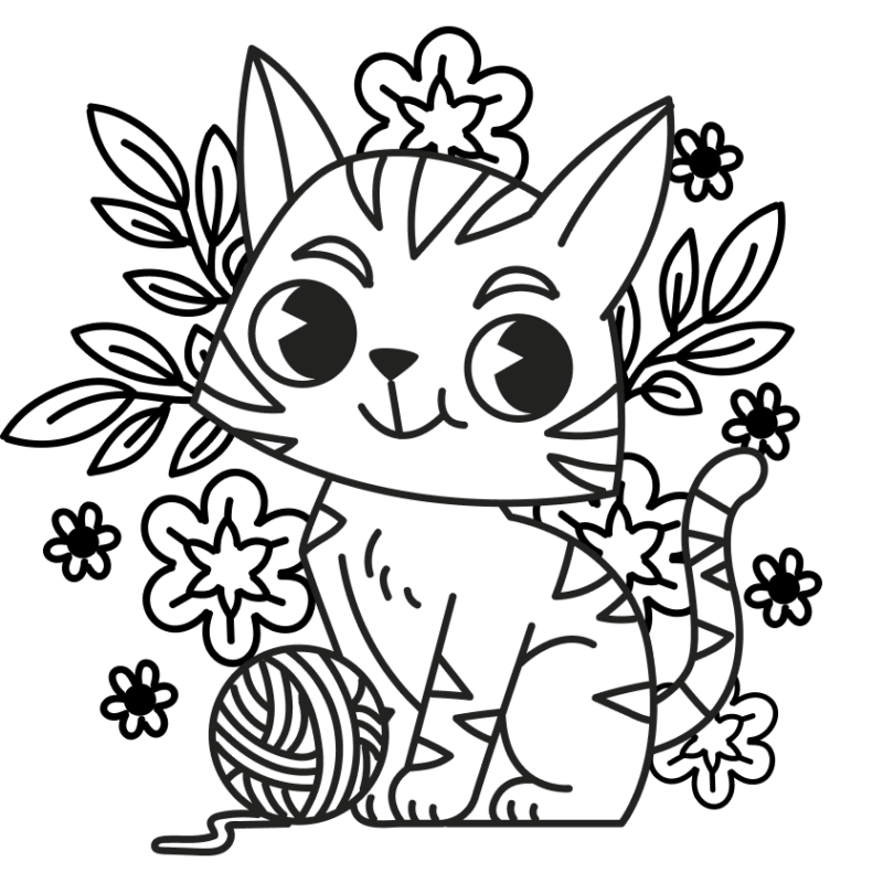 Gato Adorável com Novelo de Lã