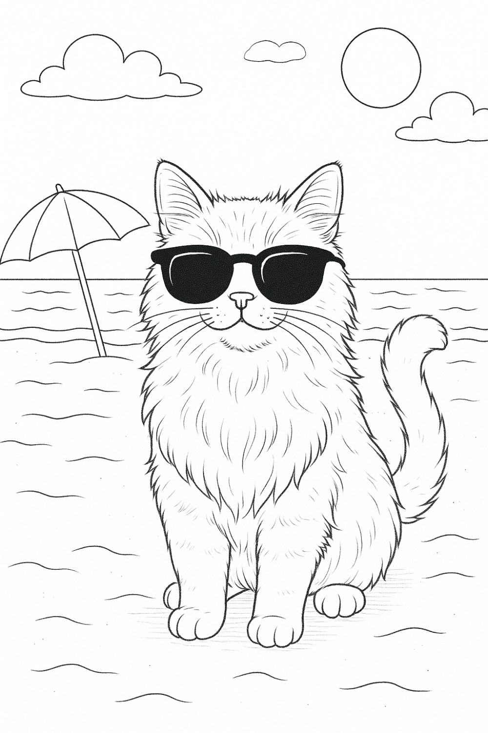Gato Estiloso na Praia
