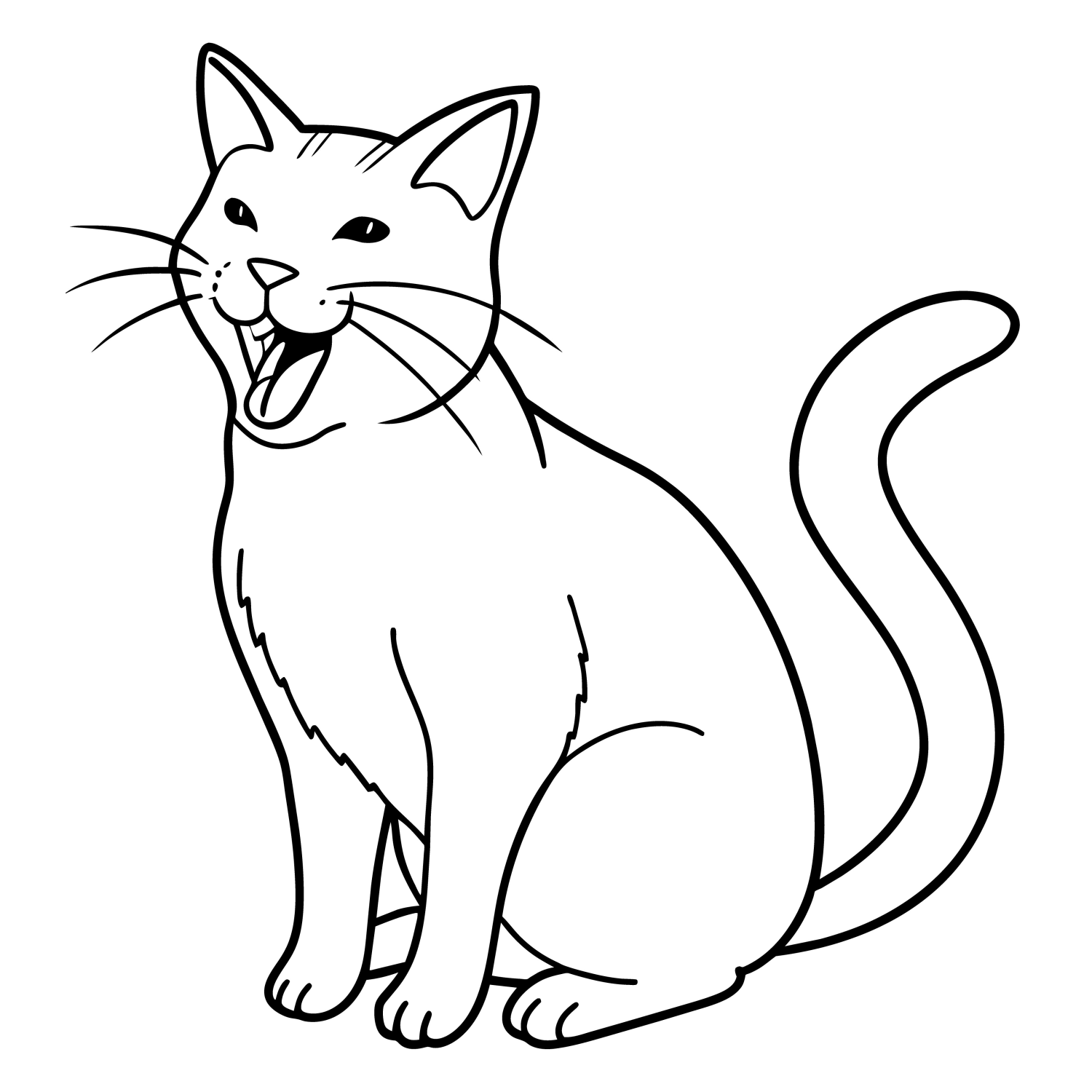 Gato Feliz Pronto para Colorir